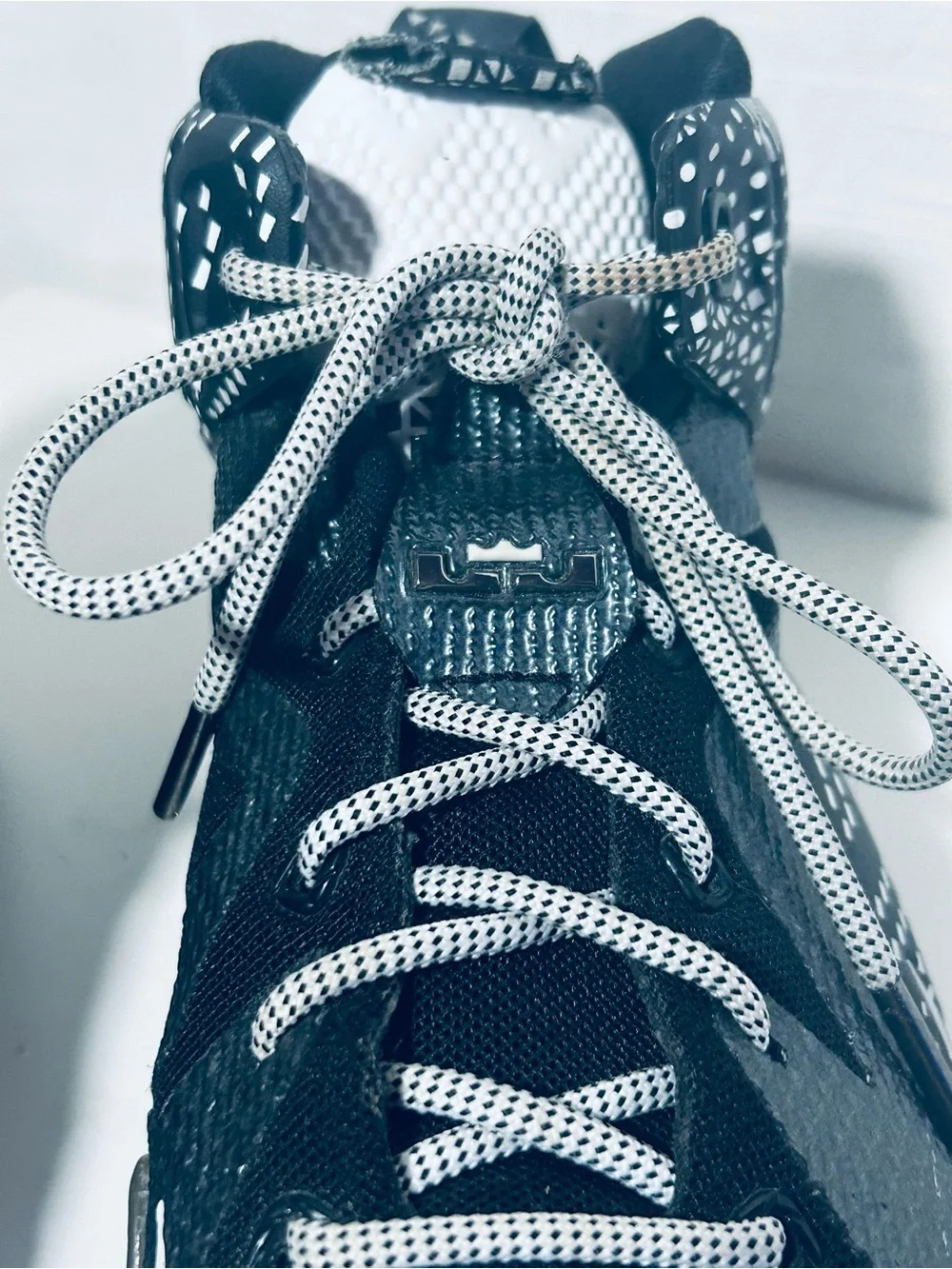 Nike LeBron 12 BHM Kids Black and White Patterned Basketball Sneakers